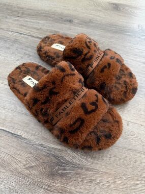 Fabletics Leopard Faux Fur Slide Slippers